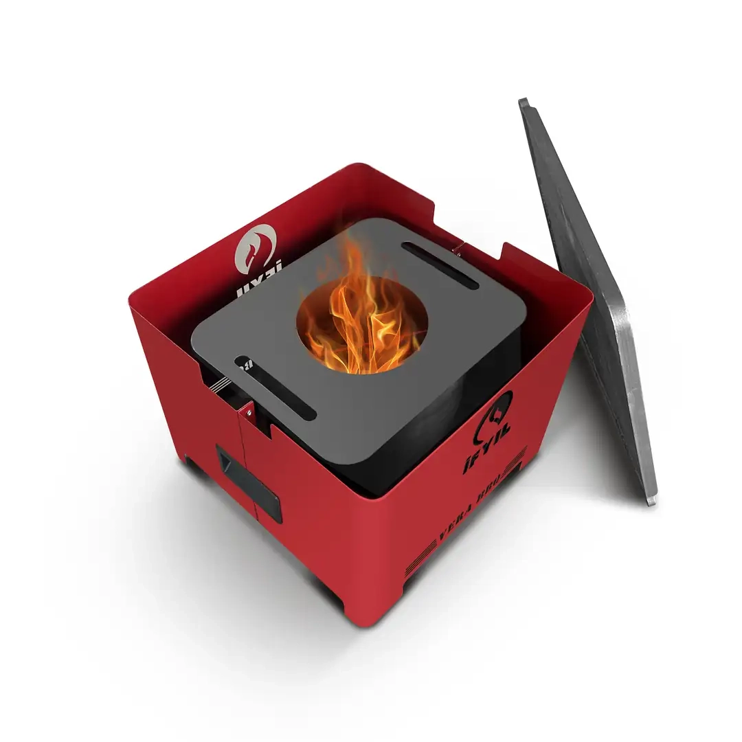 Ifyıl Vera Döküm Izgaralı Pelet Yakıtlı Mangal Barbekü Kırmızı + 2kg Pelet Hediye